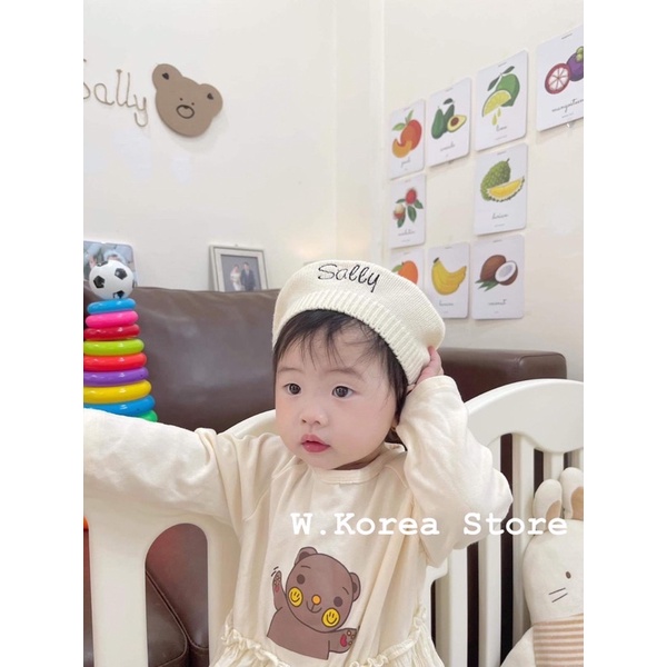 Mũ nồi len thêu tên cho bé style hàn quốc