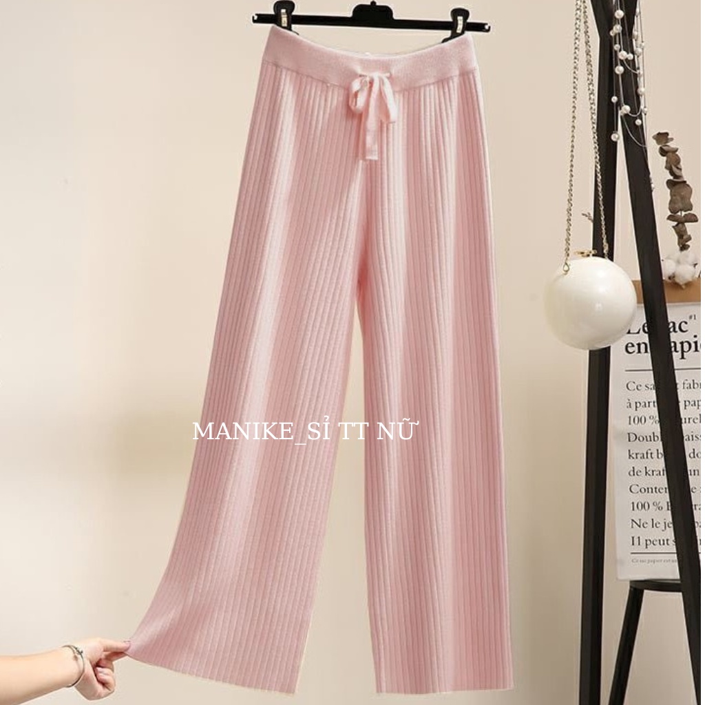 Quần Len Tăm Suông Manike Bigsize Ống Rộng Cạp Chun