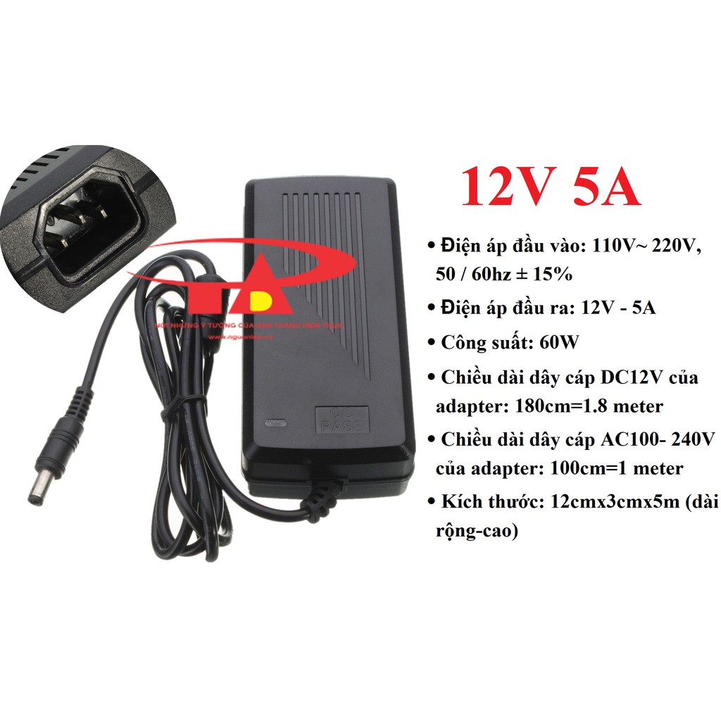 Bộ Combo 2 cái ADAPTER 12V 5A (NÊN MUA, LOẠI TỐT, GIÁ RẺ) chất lượng, đủ ampe dùng cấp nguồn camera ...