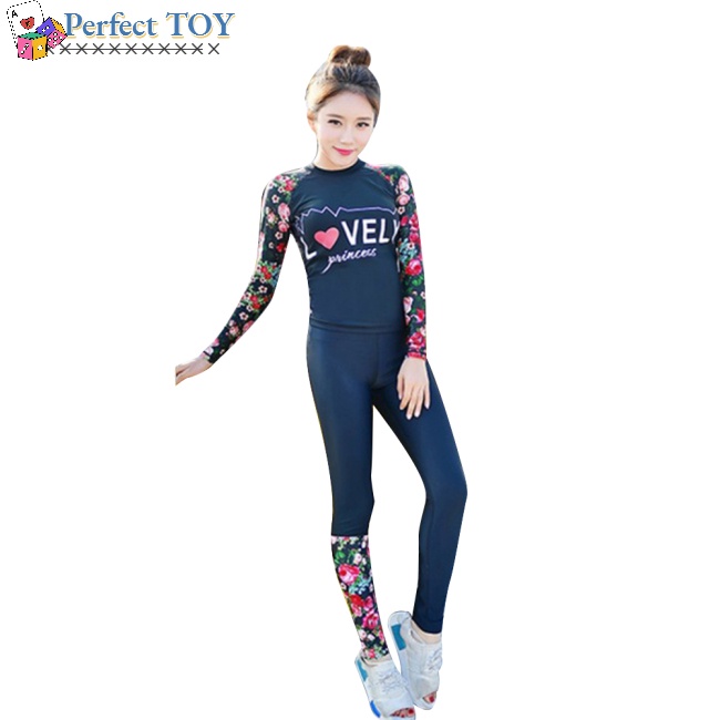 Bộ Đồ Bơi 2 Mảnh Dài Tay Chống Nắng Mau Khô Dành Cho Mẹ Và Bé