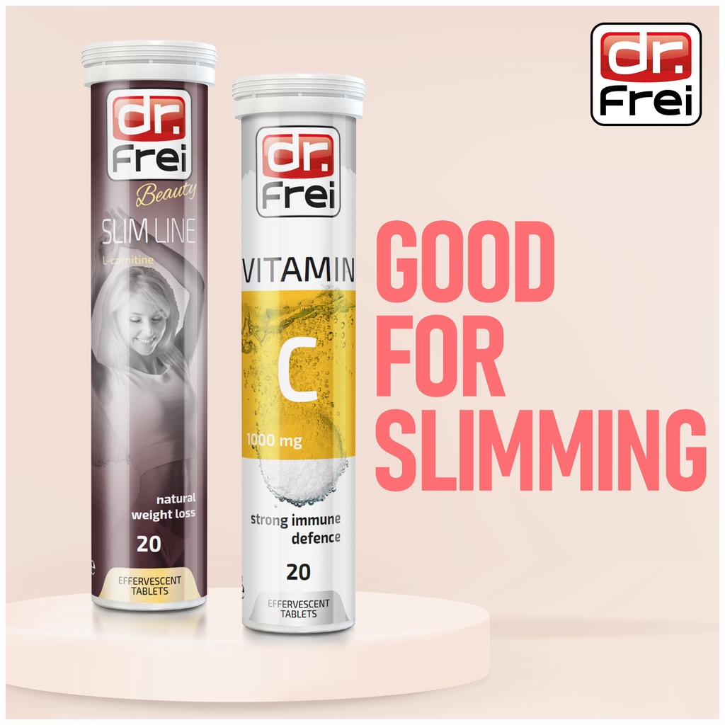 Combo Đẹp Dáng-Viên Sủi Dr. Frei Slim-Line + Vitamin C 1000 mg