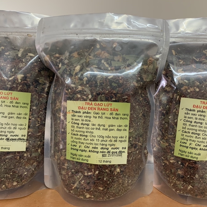 1kg Trà gạo lứt đỗ đen rang mix hoa nhài lá sen lá dứa
