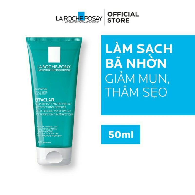 La Roche Posay Gel Rửa Mặt Giảm Mụn Cho Mặt &amp; Toàn Thân Effaclar Micro-Peeling Purifying Gel 50ml