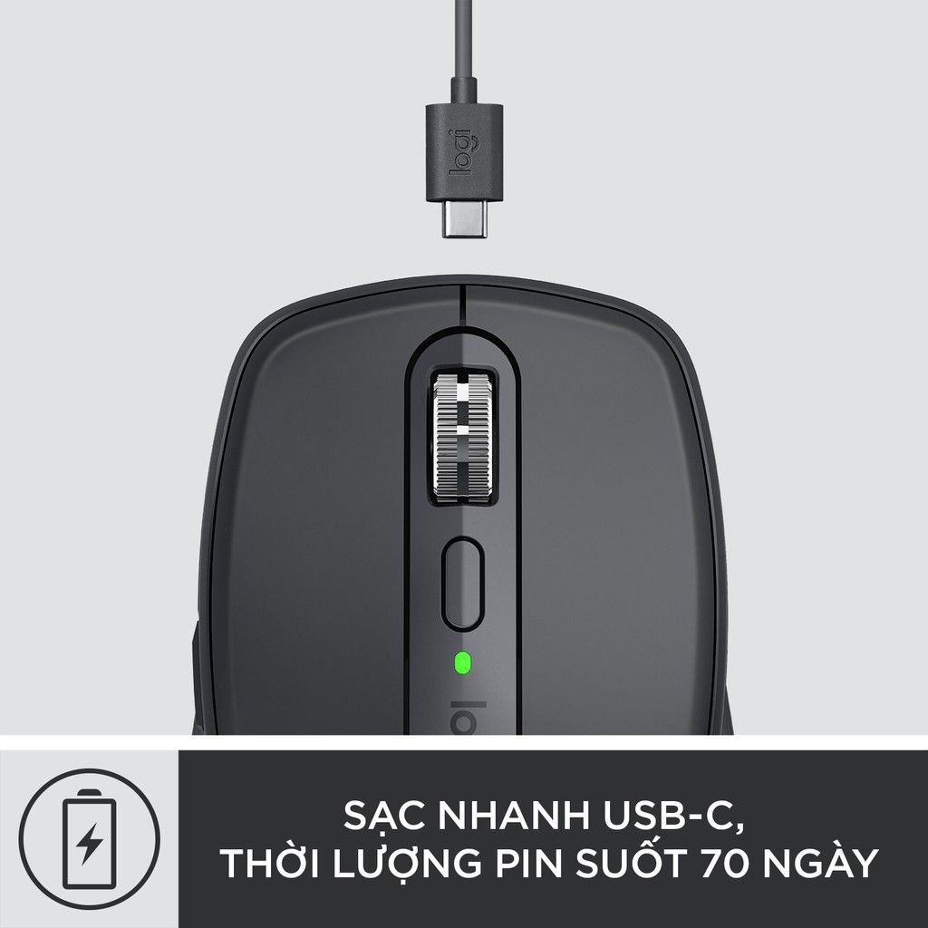 Chuột không dây bluetooth Logitech MX Anywhere 3 - Sạc nhanh USB-C, Cuộn siêu nhanh