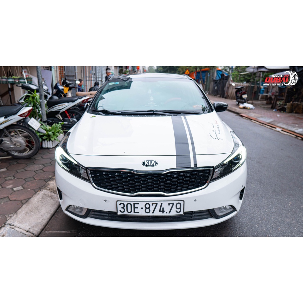 Tem dán trang trí nắp capo sọc thể thao