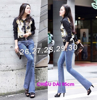 QUẦN JEAN ỐNG LOE LƯNG CAO 1 NÚT