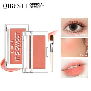 Set 6 bảng màu son môi & má hồng & phấn mắt Qibest 3 trong 1 tông lì hợp màu da chống nước lâu trôi 6 màu sắc