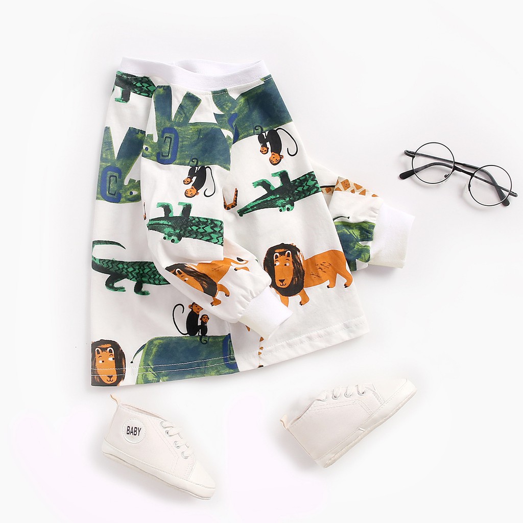 Sanlutoz Áo Sơ Mi Dài Tay Họa Tiết Hoạt Hình Xinh Xắn Dành Cho Bé