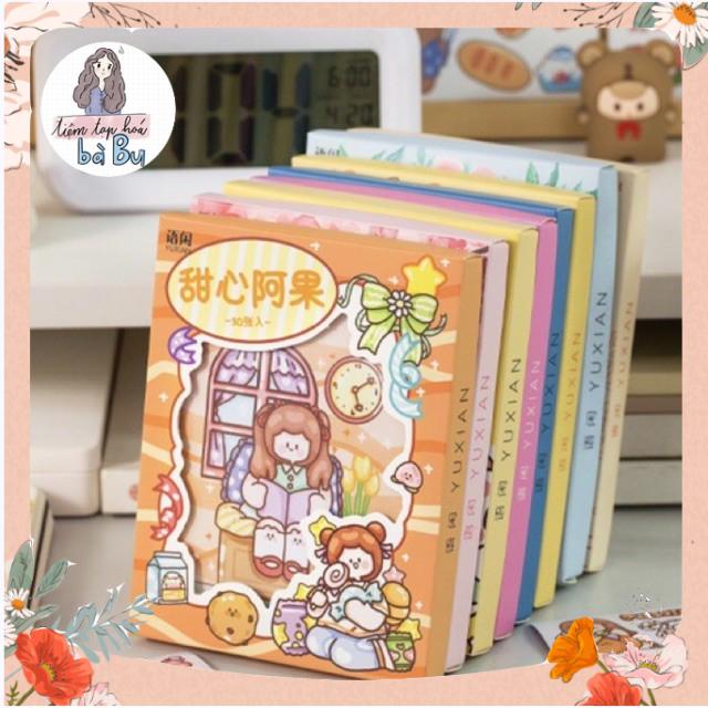 Hộp 30 tờ stickers nhiều chủ đề dùng để trang trí DIY