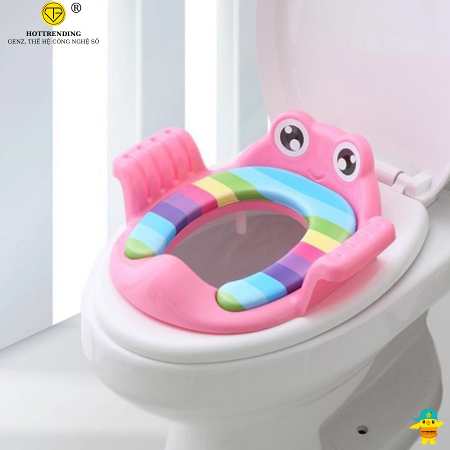 Bệ Lót Thu Nhỏ Bồn Cầu Có Tay Vịn Cho Bé - Màu Xanh - Màu Hồng Nhựa ABS An Toàn Bền Bỉ