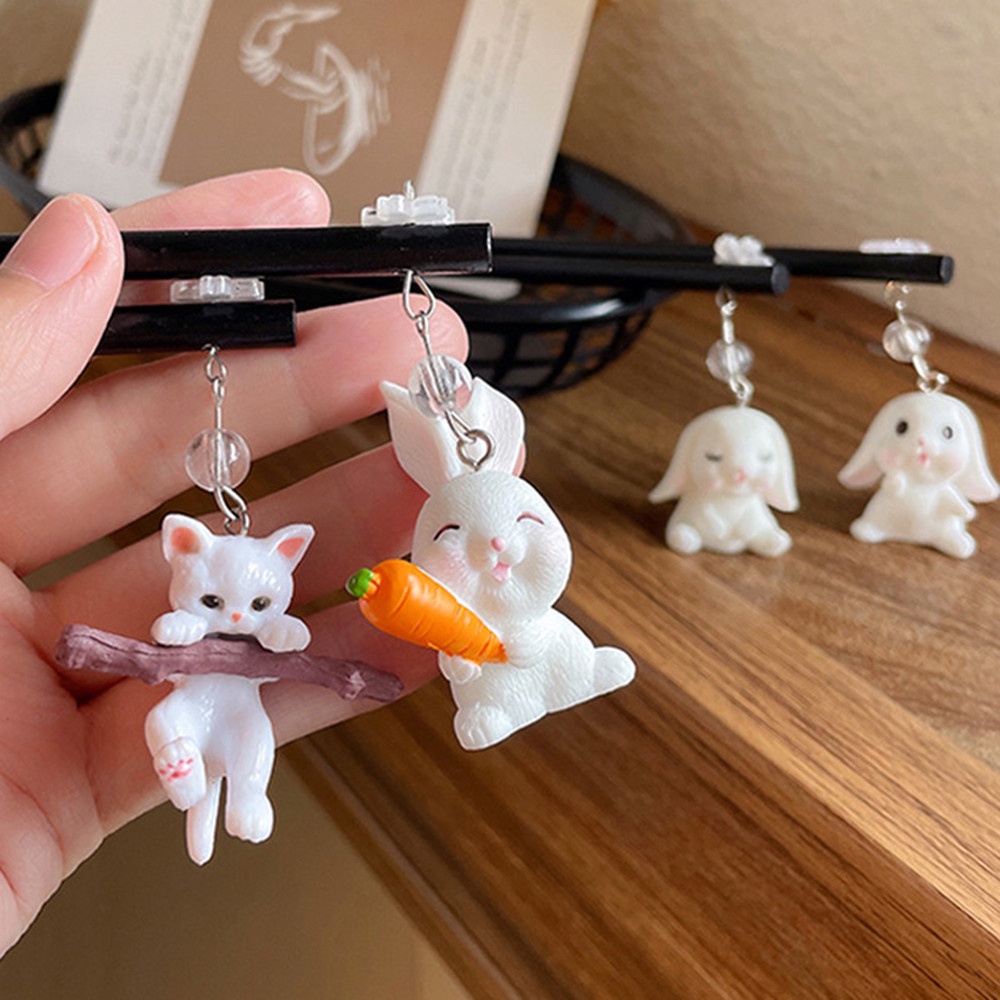 Trâm Cài Tóc Bằng Gỗ Hình Thỏ / Mèo Dễ Thương Phong Cách Cổ Điển