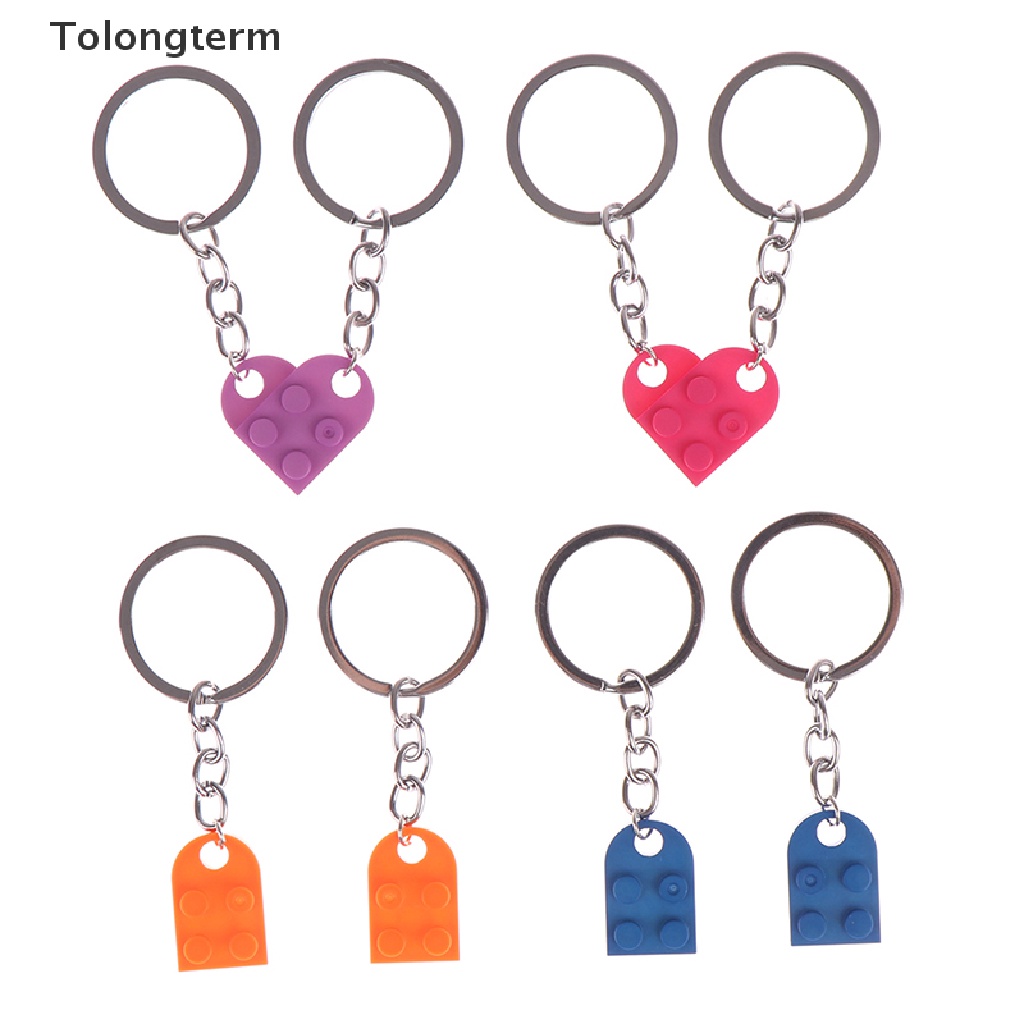 Set 2 móc khóa thiết kế mặt kiểu mảnh ghép trái tim đáng yêu làm quà tặng sinh nhật dành cho cặp đôi