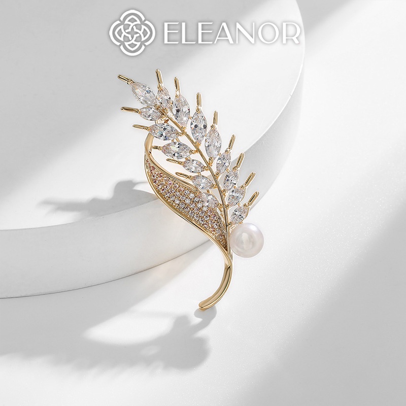 Ghim cài áo nam nữ Eleanor Accessories hình lúa mạch đính đá ngọc trai nhân tạo phụ kiện trang sức 4450