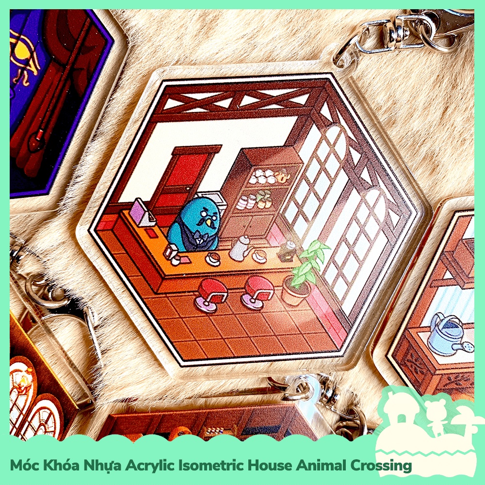 [Sẵn VN - NowShip] Móc Khóa Keychain Acrylic Nhựa Trong Isometric Nhân Vật Game Animal Crossing Horizons Inside Happy