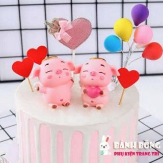 Heo Hồng có cánh trang trí bánh