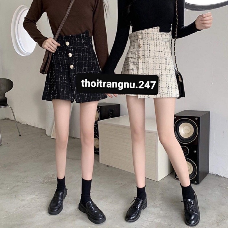 quần váy dạ hàn phối cúc ngọc 675