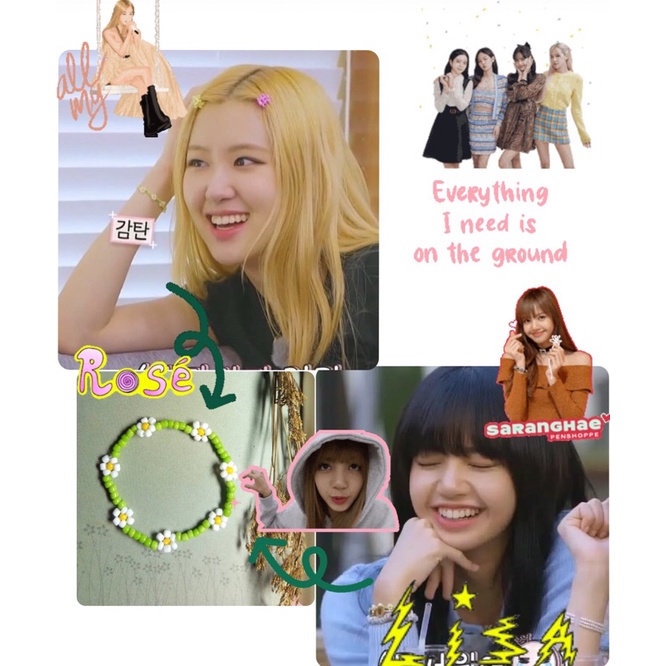 Vòng tay hạt cườm hình hoa cúc hoạ mi cheap moment Lisa và Rosé Blackpink