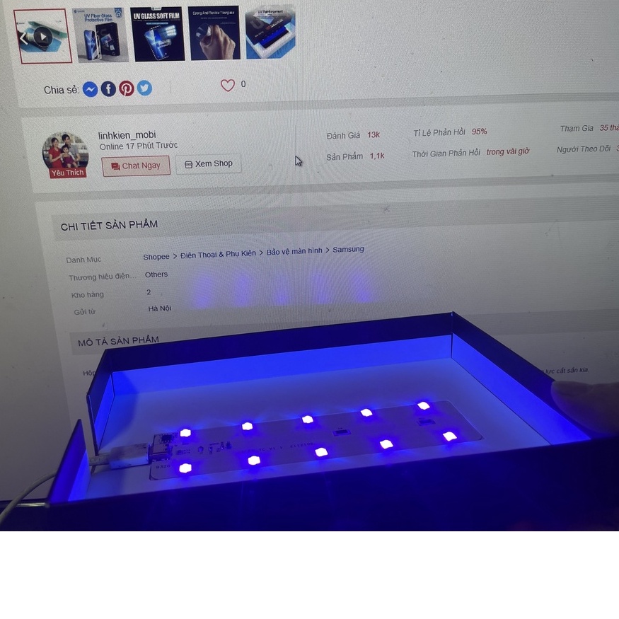 Hộp miếng dán bảo vệ UV Fiber SS-057U cường lực dẻo (cứng sau khi sấy UV) cho máy cắt Relife, Sunshine
