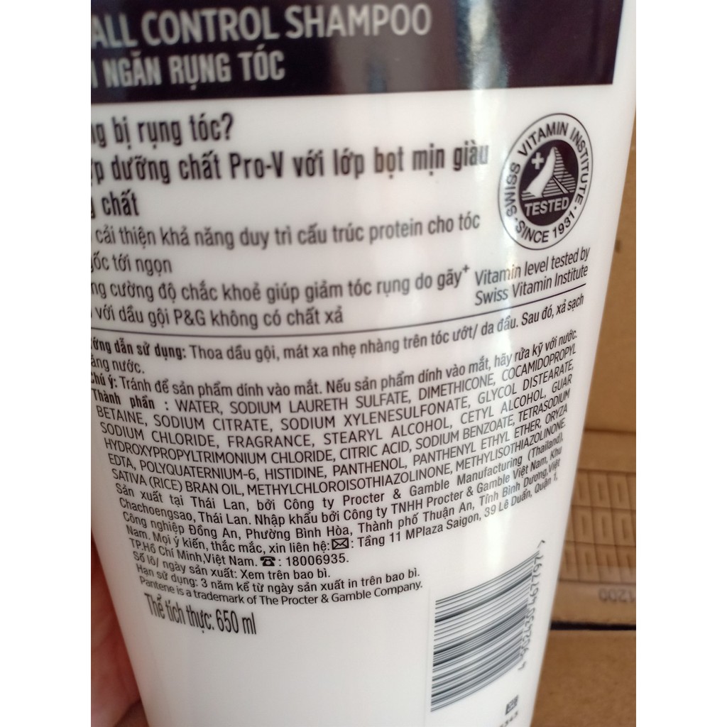 Dầu gội Pantene ngăn rụng tóc 650ml mẫu mới