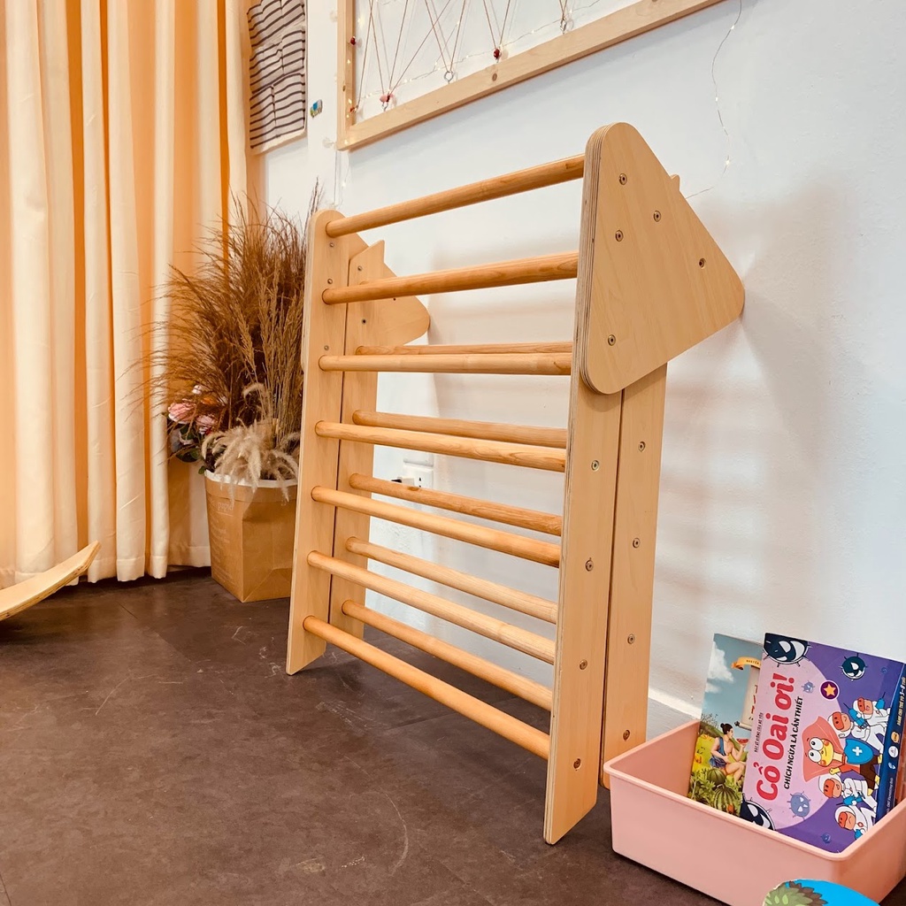 Thang tam giác vận động cho bé, giáo cụ montessori, chất liệu gỗ plywood an toàn cho bé, thương hiệu Vinalywood