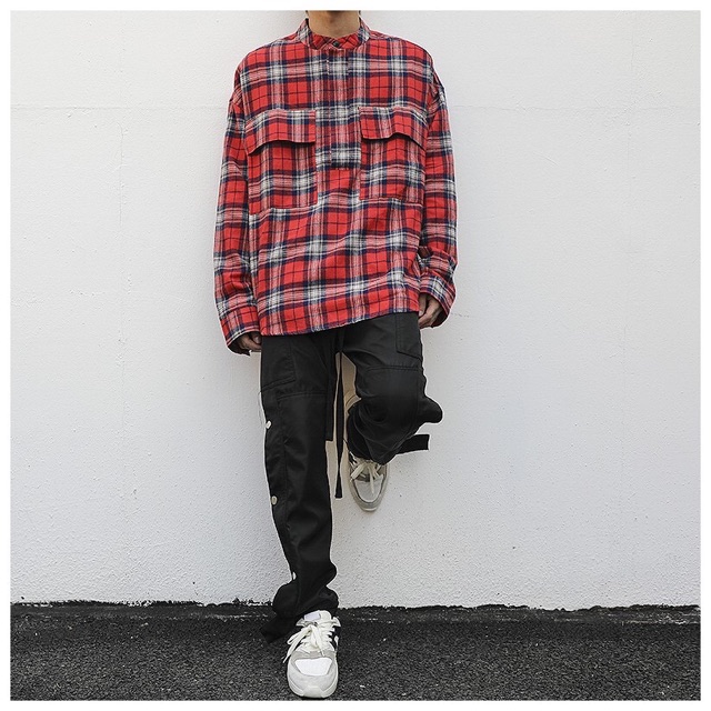 Áo flannel Fear of God Plaid Pullover Henley Dad Shirt Blue/Red cao cấp full tag túi, áo sơ mi FOG