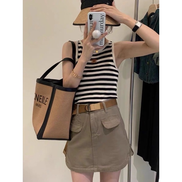 ÁO BA LỖ SỌC THÊU CROPTOP ÔM BODY B6
