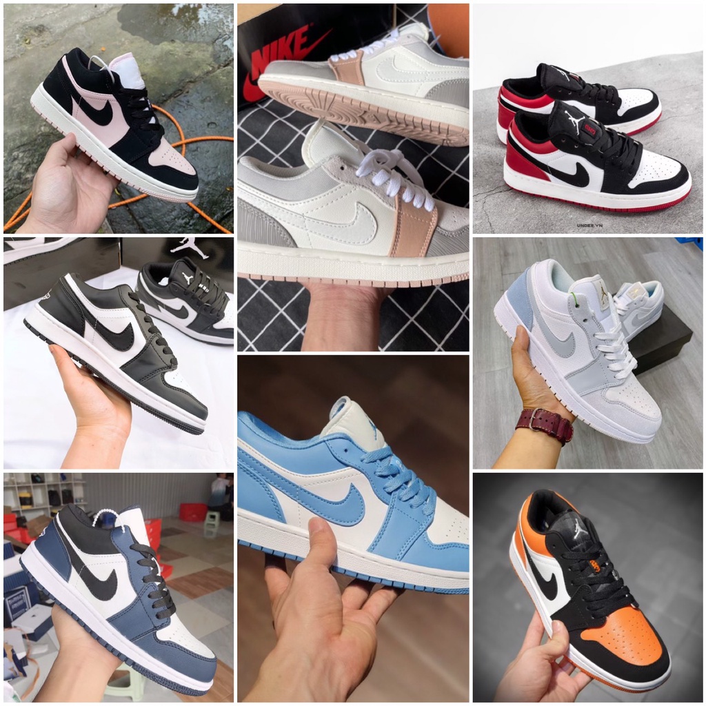 Giày thể thao giày jodan đen cam thấp cổ, giày jd1cổ thấp các màu nam nữ đủ size hàng cao cấp