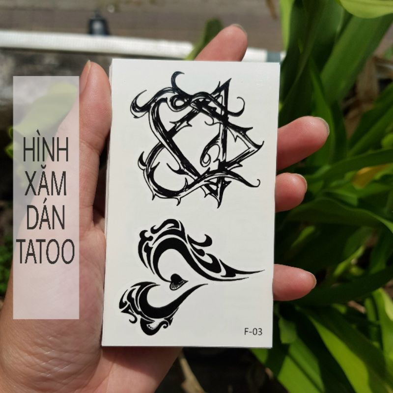 Hình xăm trái tim biến tấu f03. Xăm dán tatoo mini tạm thời, size &lt;10x6cm