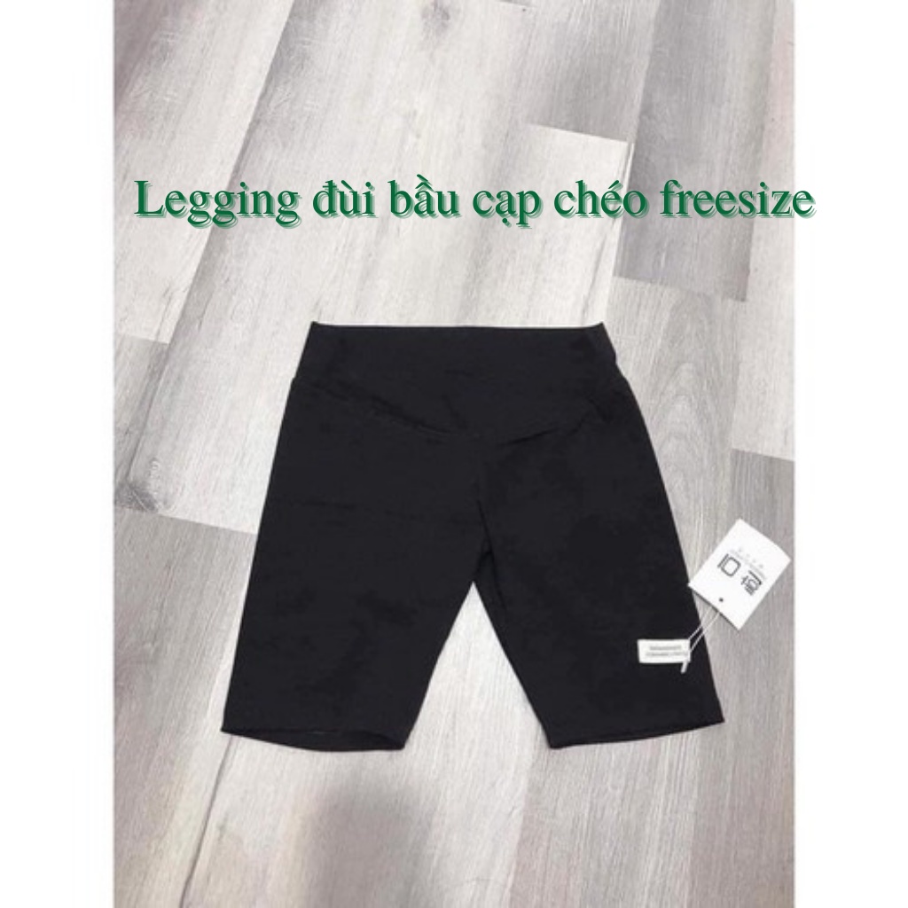 Quần legging bầu ngố cạp chéo, đáp bụng chất cotton ,quần bầu trên gối có chun điều chỉnh bụng