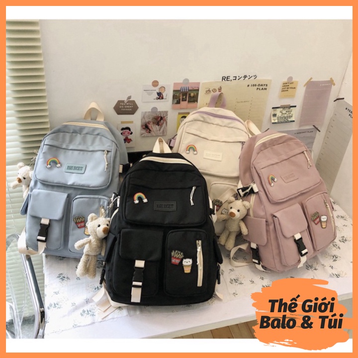 Balo cặp ulzzang basic nữ thời trang đi học đi chơi du lịch giá rẻ đựng vừa laptop canvas KÉO VIỀN | thegioibalo