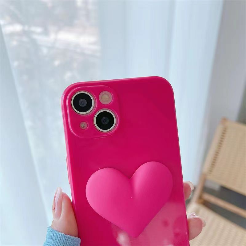 Ốp Điện Thoại Silicon Màu Dạ Quang Trái Tim Lớn 3D Sang Trọng Cho 13 12 11 Pro max xs max xr 7 8 6 6s plus se 2020