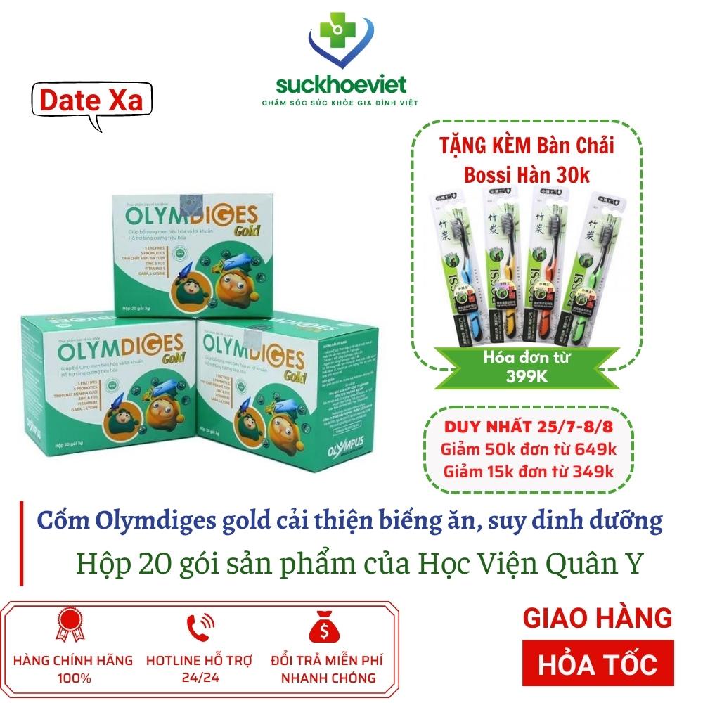 Cốm Olymdiges gold cải thiện biếng ăn suy dinh dưỡng, giúp trẻ ăn ngon, hệ tiêu hóa khỏe mạnh 20 gói