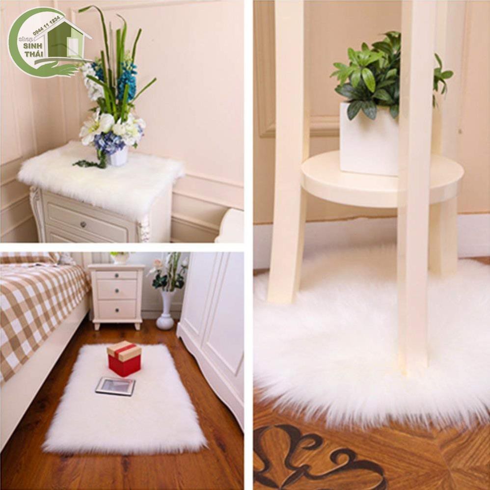Thảm lông xù màu trắng - thảm trang trí - chụp hình ảnh
