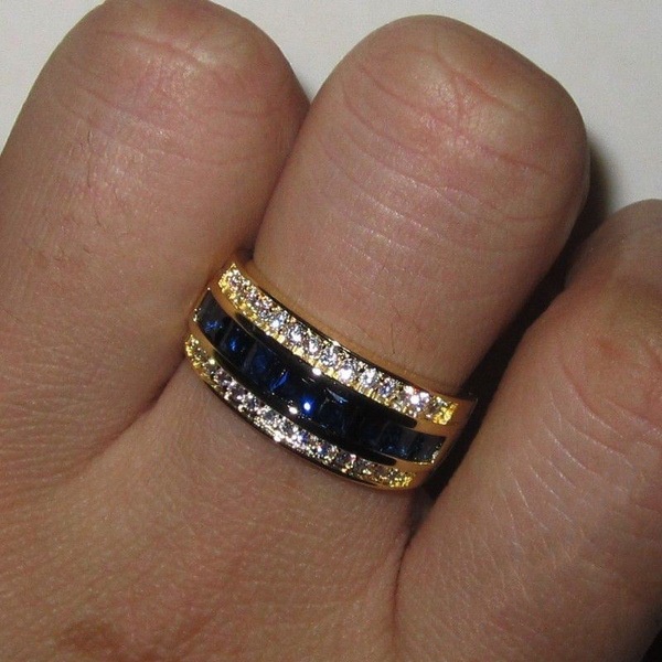 Toàn Bộ Nhẫn Mạ Vàng 18K Đính Đá Sapphire Hình Vuông