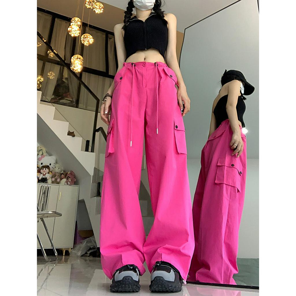 QADCOL Quần Legging Lưng Cao Ống Rộng Phối Ren Hoa Hồng Thời Trang Mùa Hè Hàng Mới Dành Cho Bạn Nữ