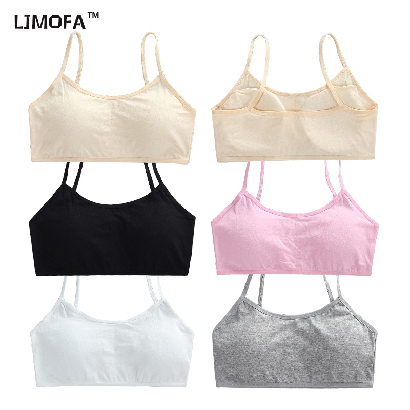 LJMOFA KIDS 8-16 tuổi 30-50kg đồ lót phụ nữ trẻ em không có dây thép có thể tháo rời ngực đệm điều chỉnh vai nịt ngực thiếu nữ kẹo nguyên chất thoải mái da stretch đồ lót sinh viên áo ngực đồ lót thiếu niên