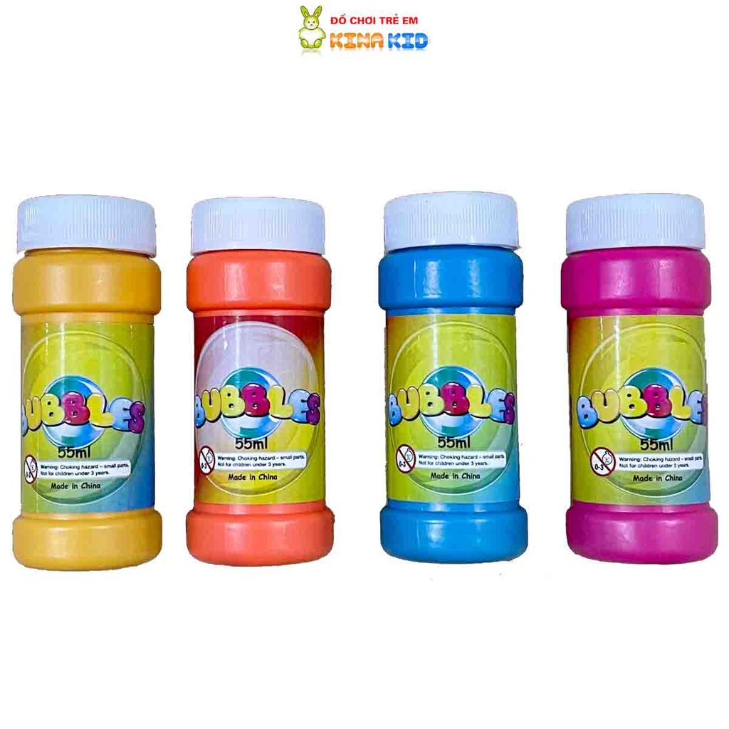 Đồ chơi nước thổi bong bóng xà phòng Bubbles, combo 4 lọ 55ml pha sẵn, tiện lợi, chơi được ngay