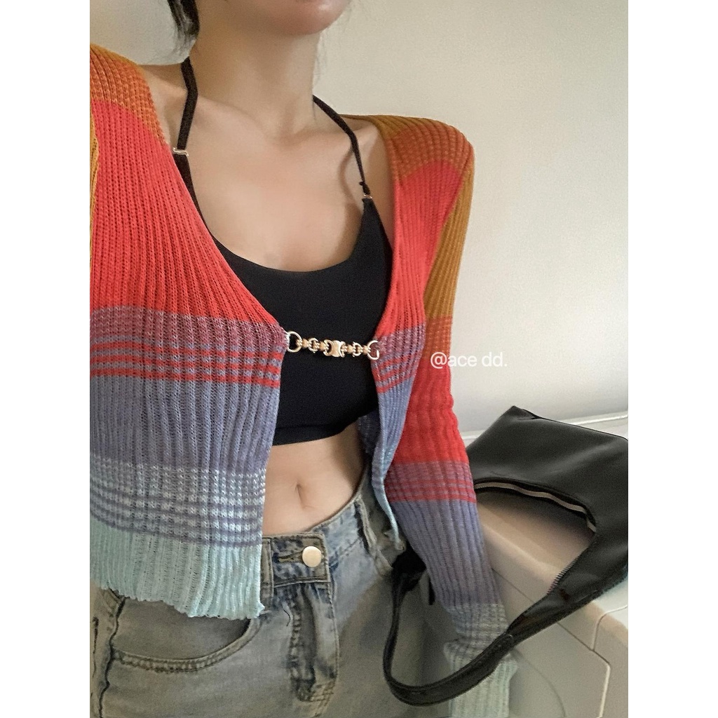 ihkke Áo Khoác Cardigan Dệt Kim Tay Dài Chống Nắng Phong Cách Hàn Quốc Cho Nữ