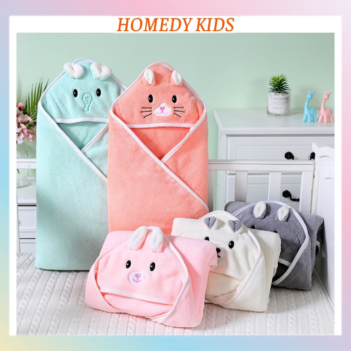 Khăn ủ tắm cho bé sơ sinh mềm mịn an toàn cao cấp thoáng khí thấm hút giữ ấm cho trẻ sơ sinh mùa đông Homedy Ki