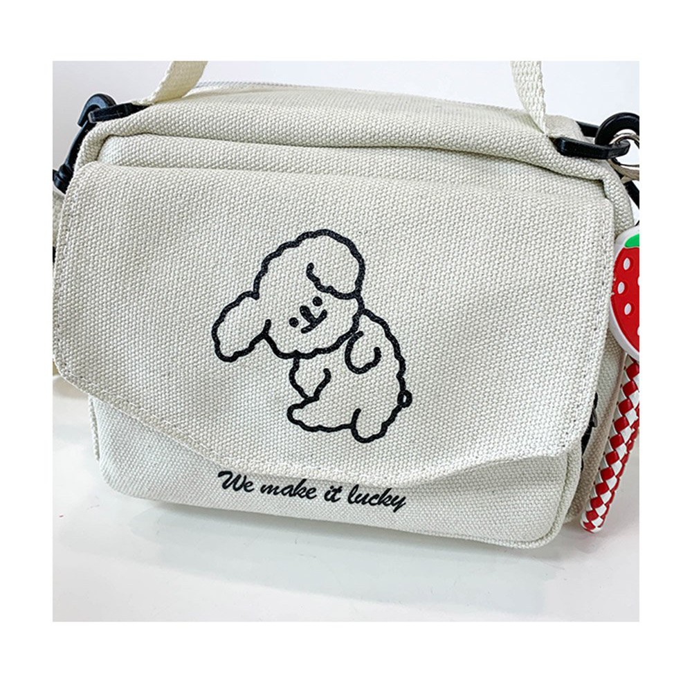 Túi vải tote đeo chéo thêu hình chú cún dễ thương siêu đẹp