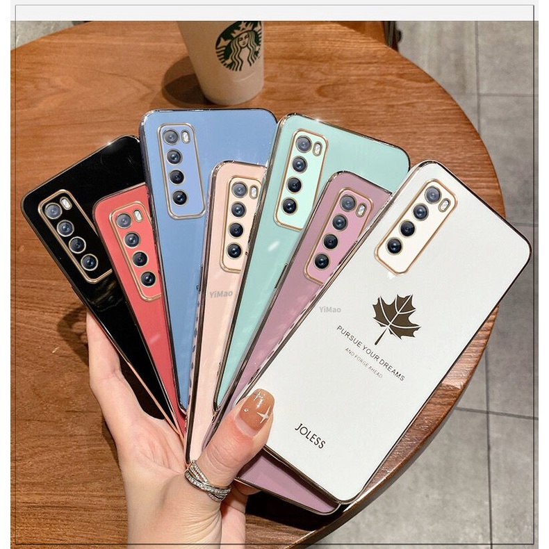 Ốp Điện Thoại Hình Vuông Họa Tiết Lá Phong Cho Vivo 1907 1920 1919 1818 1819 1935 1938 1915 1901 1906 1902 1903 1904