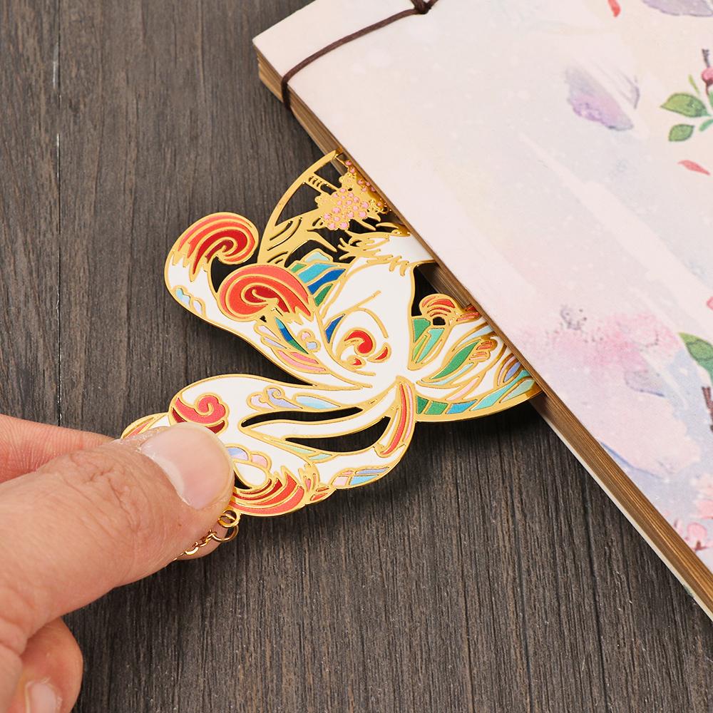 Kẹp Đánh Dấu Sách Bằng Đồng Thau Phối Tua Rua Màu Cầu Vồng Phong Cách Trung Hoa Cổ Điển