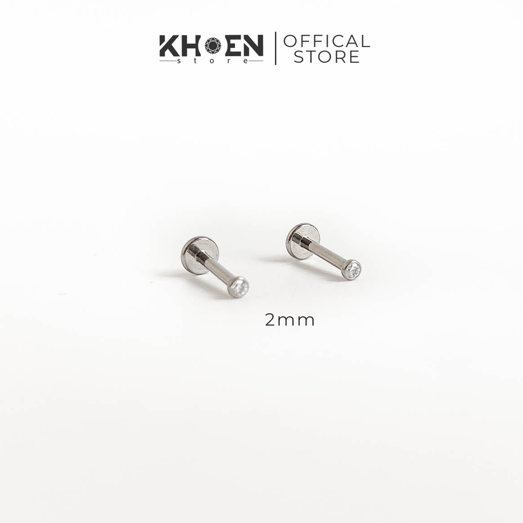 Khuyên đá cài thân 1.2mm - Titanium G23- Khoen Store