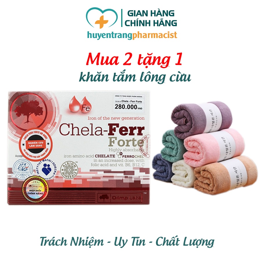 Chela Ferr Forte Bổ sung Sắt, Acid Folic cho mẹ Bầu trước và sau sinh (Hộp 30 viên)