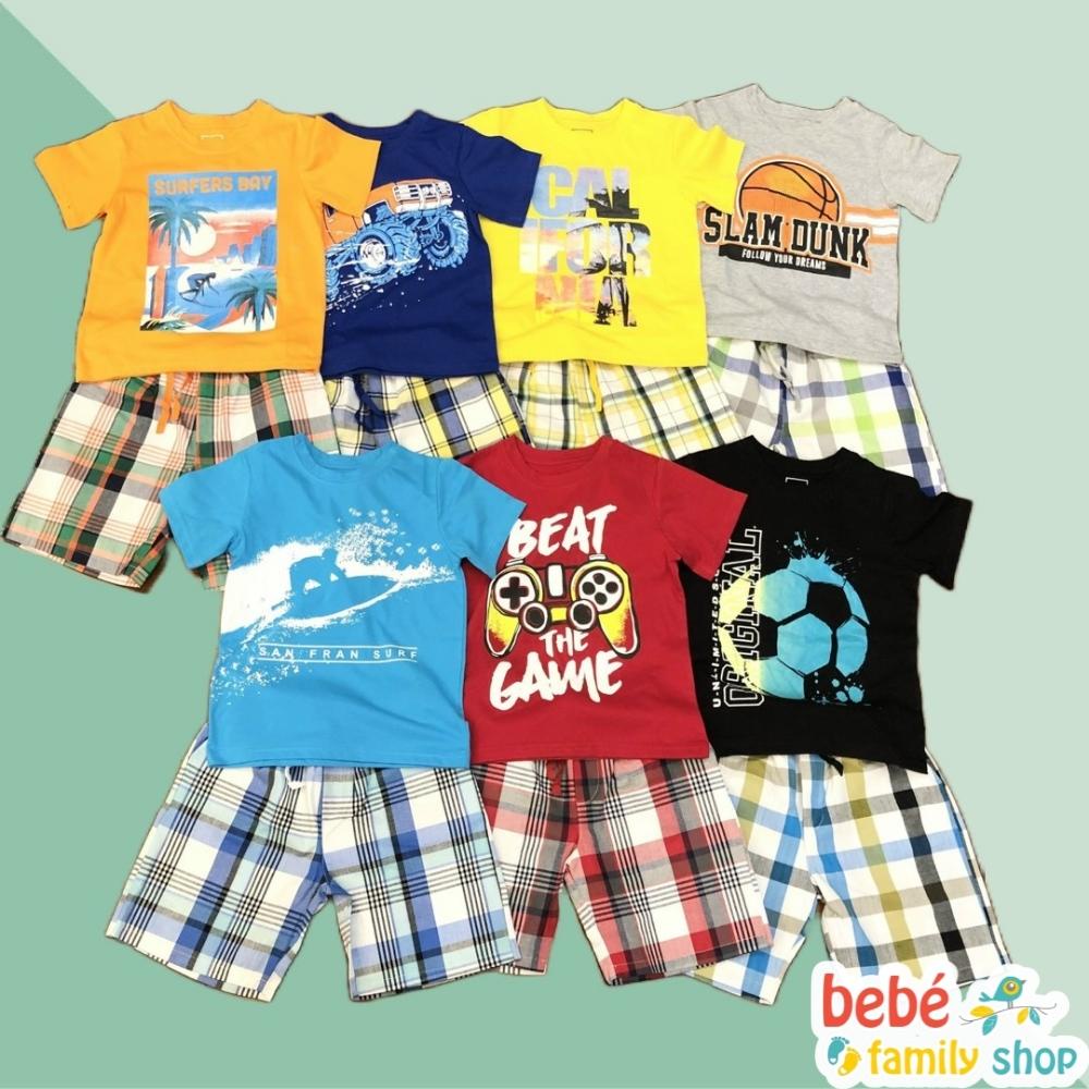 Đồ bộ bé trai size đại 19 - 45kg bộ quần áo bé trai size đại thun cotton quần đùi vải thô có túi - STGA