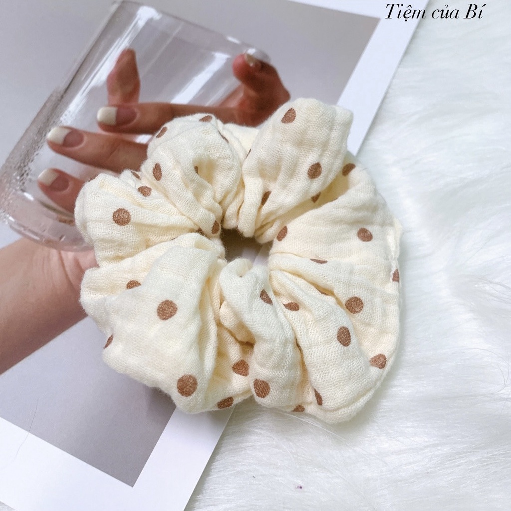 [Handmade] Scrunchies buộc tóc Muslin cao cấp họa tiết dễ thương hot trend