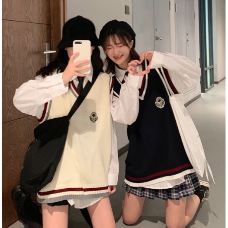 Áo gile nữ vải len ulzzang học sinh sinh viên, ao thu đông nữ 2020