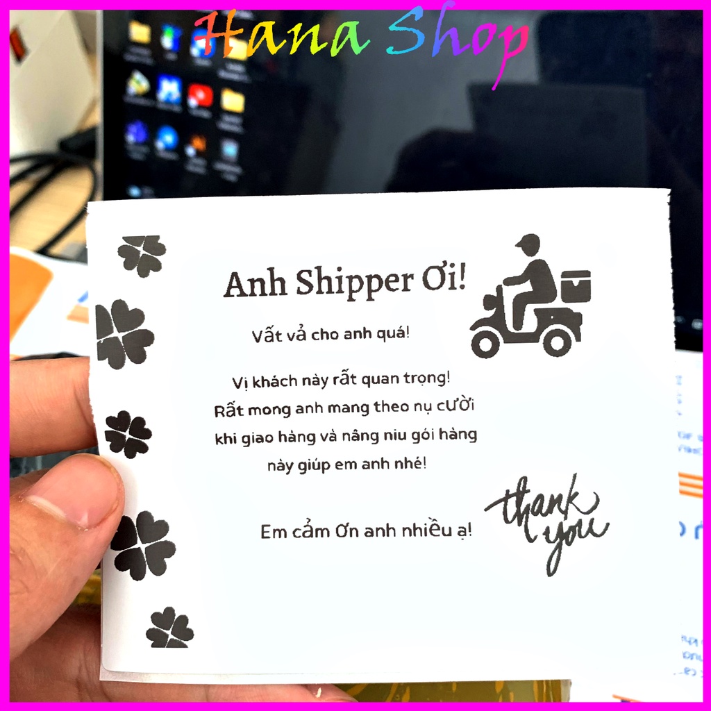 Cuộn 300 Tem Decal Dán Cám Ơn Anh Shipper Có Ô Ghi Vận Đơn Và Keo Dính - Size 10x8cm, Mã S08