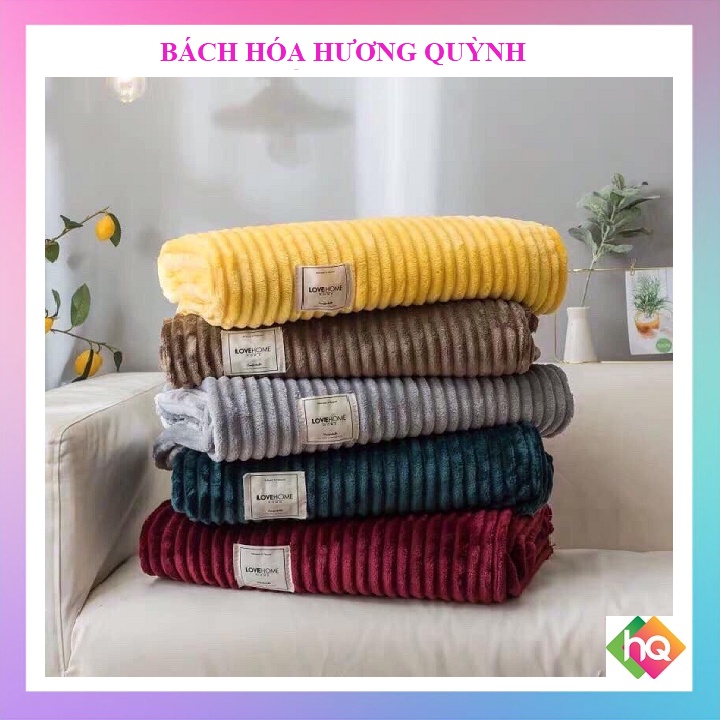 (HQ)Chăn nhung tuyết kẻ tăm, chăn văn phòng 2mx2m2 hàng cao cấp HƯƠNG QUỲNH