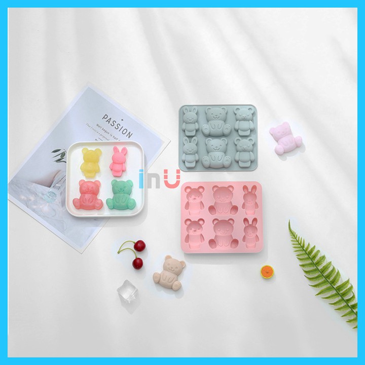 HCM - Khuôn silicon hoạt hình Gấu Thỏ Gấu Rilakkuma nướng bánh, làm socola, đổ rau câu pudding